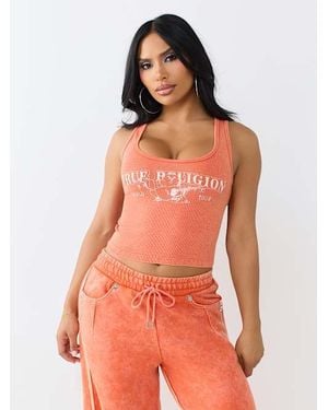 TRUE RELIGION Ribbed Washed Tank Top - Pink