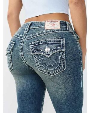 TRUE RELIGION Billie Mid Rise Super T Flap Straight Jean - Blue