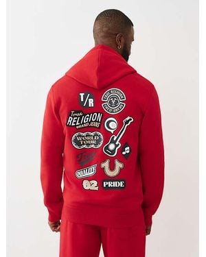 TRUE RELIGION Embroidered Patch Horseshoe Zip Hoodie