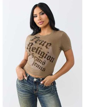 TRUE RELIGION Crystal Horseshoe Baby T-shirt - Brown