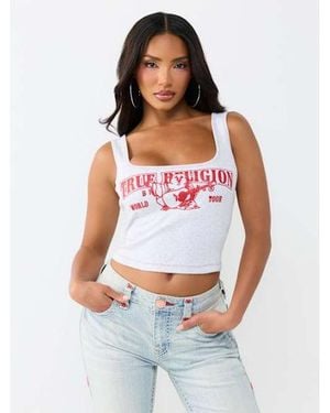 TRUE RELIGION Ribbed Contrast Tank Top - White
