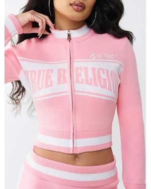TRUE RELIGION Jacquard Shrunken Track Jacket - Pink