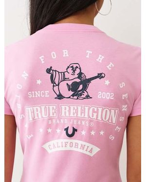 True Religion Movie Star Buddha V Neck T-shirt - Pink