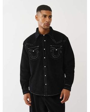 TRUE RELIGION Corduroy Western Shirt - Black