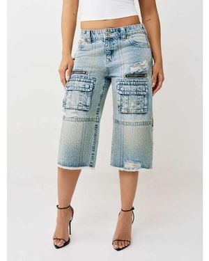 TRUE RELIGION Bobbi Baggy Cargo Capri - Blue