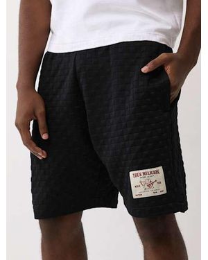 True Religion Checkered Quilt Shorts - Black