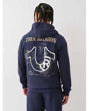 TRUE RELIGION BIG T WARPED PUFF ジップ フーディ 3色 BIG T WARPED PUFF PRINT LOGO ZIP HOODIE | True Religion