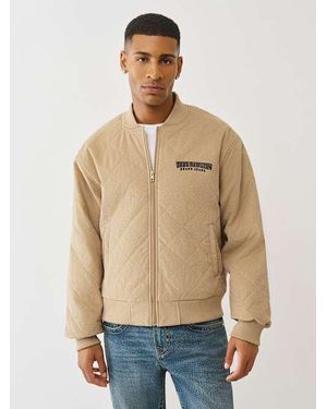 TRUE RELIGION Quilted Corduroy Bomber Jacket - Natural