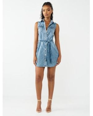 TRUE RELIGION Georgia Qt Sleeveless Dress - Blue