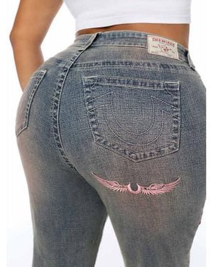 TRUE RELIGION Plus Becca Mid Rise Patch Bootcut Jean - Gray