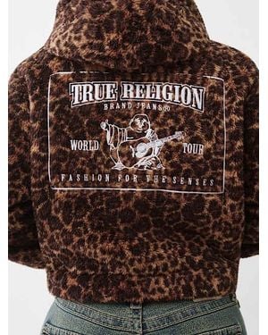 TRUE RELIGION Leopard Half-zip Hoodie - Brown