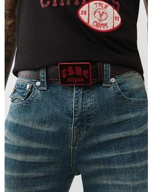 TRUE RELIGION Logo Buckle Belt - Blue