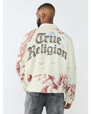 TRUE RELIGION Washed Poplin Tattoo Jacket - Natural