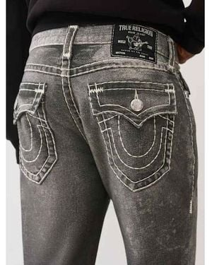 TRUE RELIGION Ricky Printed Fleece Super T Straight Jean 34" - Black