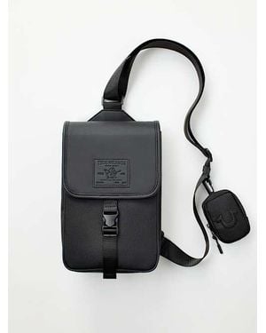 TRUE RELIGION Logo Flap Bag - Black