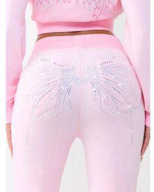 TRUE RELIGION Crystal Velour Mid Rise Bootcut Pant - Pink