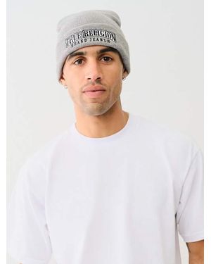 True Religion Arched Logo Beanie - White