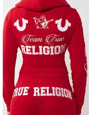 TRUE RELIGION Embroidered Shrunken Zip Hoodie