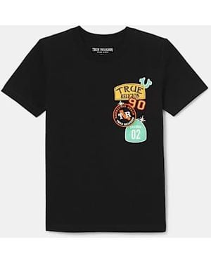 True Religion Mineral Patch Henley Shirt in Black for Men | Lyst
