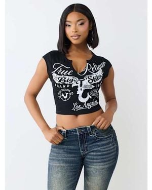 TRUE RELIGION Heritage Ribbed Notch T-shirt - Black