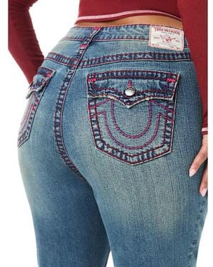 TRUE RELIGION Plus Becca Mid Rise Super T Flap Bootcut Jean - Blue