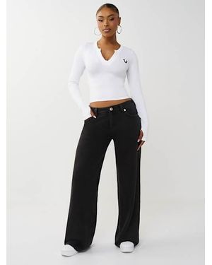 TRUE RELIGION Bobbi Washed Fleece Baggy Pant - Black