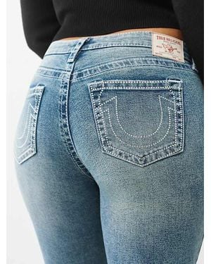 TRUE RELIGION Plus Jennie Mid Rise Crystal Big T Curvy Skinny Jean - Blue