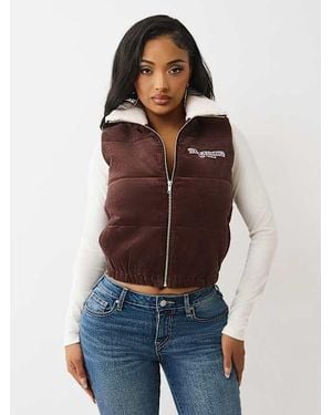 TRUE RELIGION Corduroy Puffer Vest - Blue