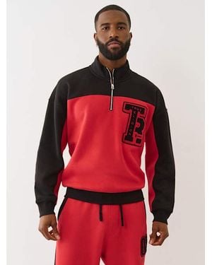 True Religion Color Blocked Quarter Zip - Red