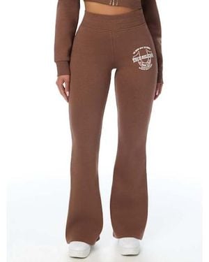 TRUE RELIGION Crystal Mid Rise Big T Bootcut Sweatpant - Brown
