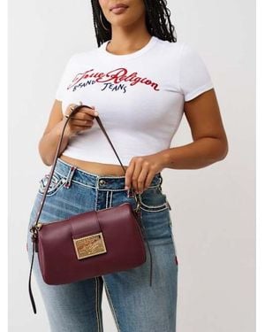 TRUE RELIGION World Tour Buckle Shoulder Bag - Red
