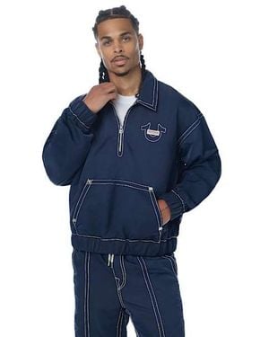 TRUE RELIGION Big T Nylon Popover Jacket - Blue