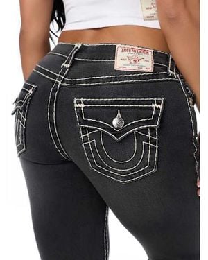 TRUE RELIGION Becca Mid Rise Super T Flap Bootcut Jean - Black