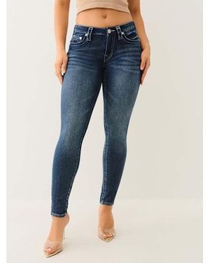 True Religion Jennie Indgio Terry Mid Rise Curvy Skinny Jean - Blue