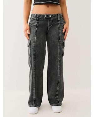 True Religion Bobbi Low Rise Big T Relaxed Cargo Pant - Black