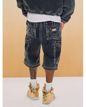 TRUE RELIGION Vinny Big T Denim Cargo Short - Blue