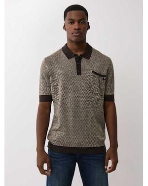 True Religion Woven Knit Polo Shirt - Gray