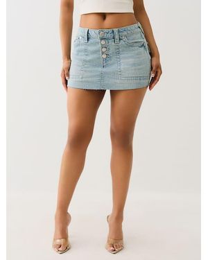 True Religion Sadie Frayed Mini Skirt - Blue