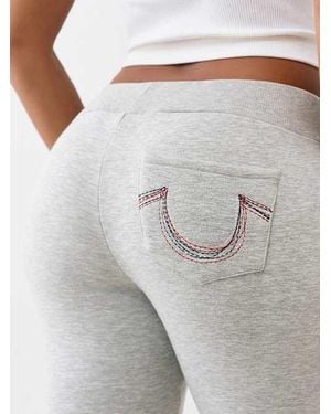 TRUE RELIGION Rainbow Stitched Horseshoe Bootcut Sweatpant - Gray