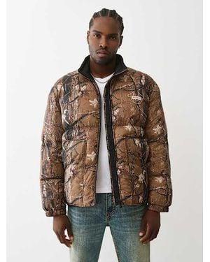 TRUE RELIGION Forest Camo Puffer - Brown