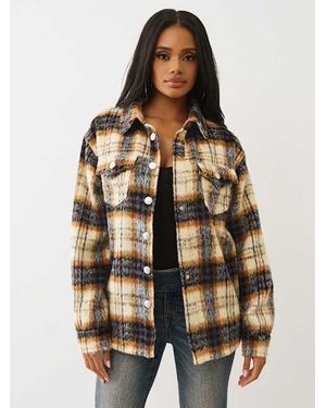 TRUE RELIGION Arched Logo Flannel Shacket - Multicolor