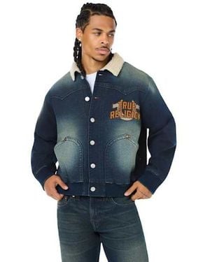 TRUE RELIGION Jimmy Oversized Sherpa Jacket - Blue