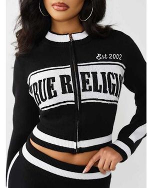 TRUE RELIGION Jacquard Shrunken Track Jacket - Black