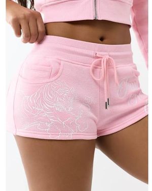 TRUE RELIGION Joey Low Rise Embroidered Tiger Short - Pink