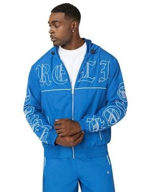 TRUE RELIGION Exploded Logo Nylon Jacket - Blue