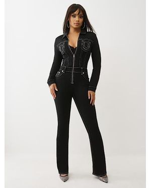 TRUE RELIGION Knitigo Terry Bootcut Jumpsuit - Black