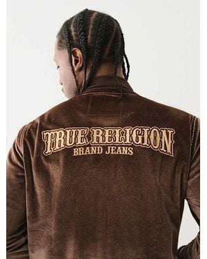 True Religion Velour Big T Zip Jacket - Brown