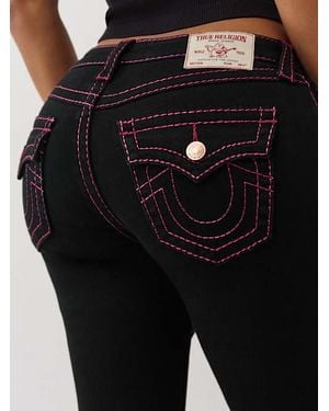 True Religion Billie Mid Rise Lurex Big T Straight Jean - Black