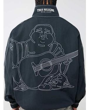 TRUE RELIGION Big T Nylon Quarter Zip Jacket - Blue
