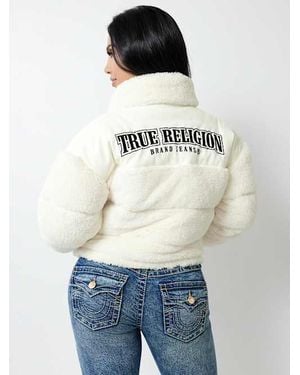 TRUE RELIGION Embroidered Sherpa Jacket - White